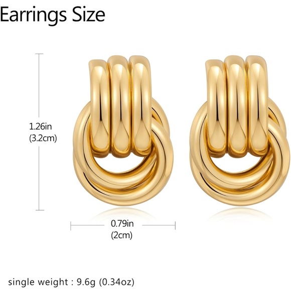 NEW Large Bow Earrings in Gold/Silver - Geometric Stud Earrings for Women - Picture 3 of 5